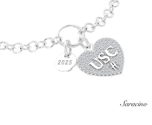 USC Diamond Heart Charm Grad Bracelet