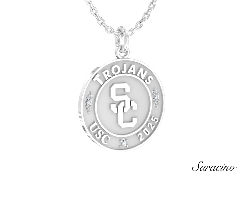 Traditional USC Trojans Graduation Pendant w Diamonds