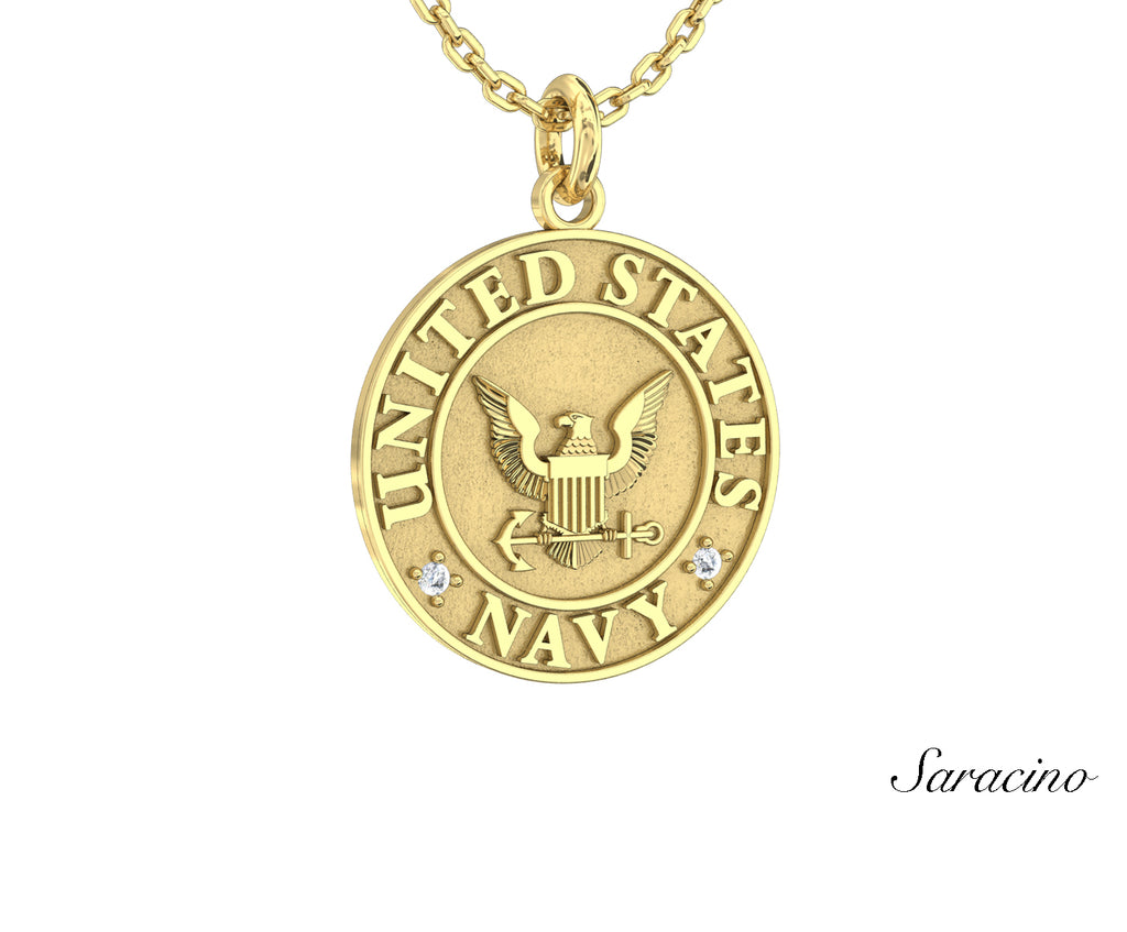 US Navy Diamond Pendant Yellow Gold