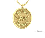 Patria Church Round Olive Branch Pendant Yellow Gold