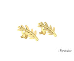 Patria Olive Branch Stud Earrings Yellow Gold