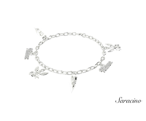 US Navy Diamond Charm Bracelet White Gold