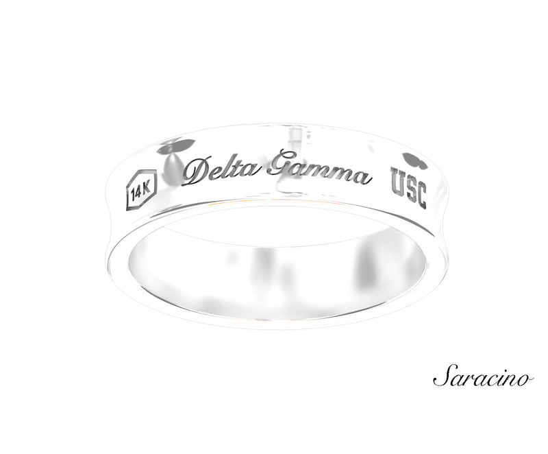 USC Delta Gamma Concave Ring White Gold