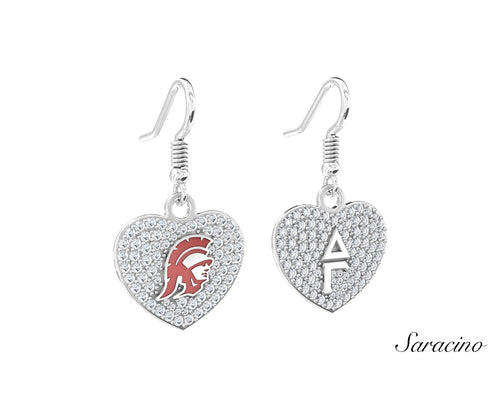 USC Delta Gamma Diamond Heart Earrings White Gold