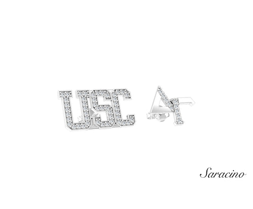 USC Delta Gamma Diamond Stud Earrings White Gold