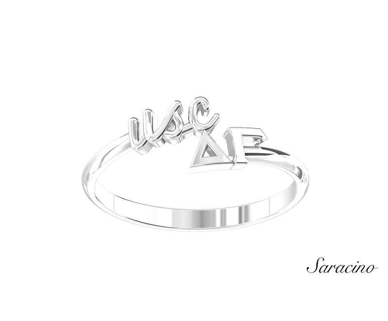 USC Delta Gamma Floating Ring White Gold