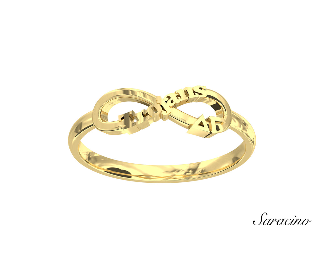 USC Delta Gamma Infinity Ring Yellow Gold