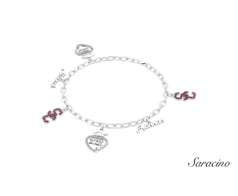 USC Graduation Charm Bracelet White Gold