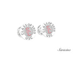 USC Graduation Cufflinks w Enamel White Gold