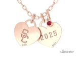 USC Heart Necklace with Ruby Rose Gold