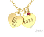 USC Heart Necklace with Ruby Yellow Gold