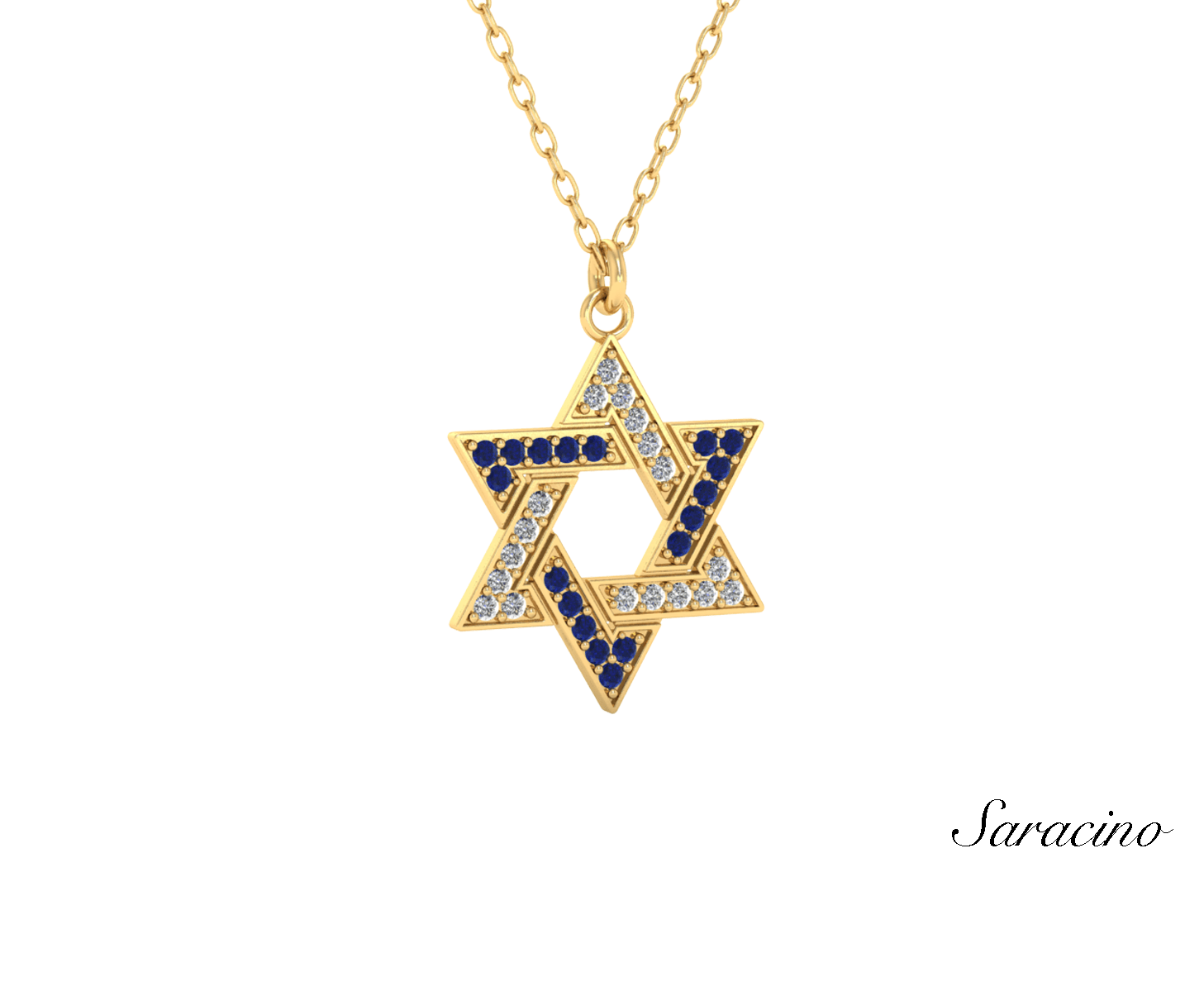 Deluxe 14K Gold Star of David Pendant Necklace, Jewish Jewelry